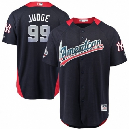 Men's Majestic New York Yankees #99 Aaron Judge Game Navy Blue American League 2018 MLB All-Star MLB Jersey