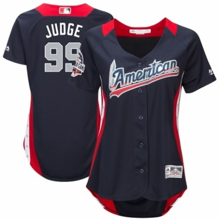 Women's Majestic New York Yankees #99 Aaron Judge Game Navy Blue American League 2018 MLB All-Star MLB Jersey
