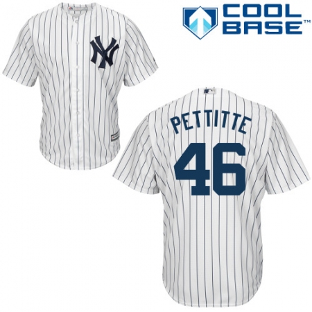 Men's Majestic New York Yankees #46 Andy Pettitte Replica White Home MLB Jersey