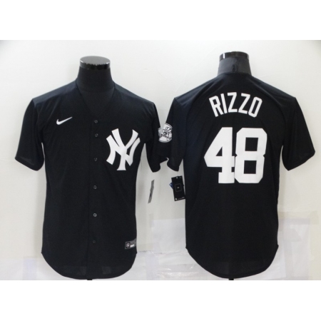 Men's New York Yankees #48 Anthony Rizzo Black Throwback Jersey