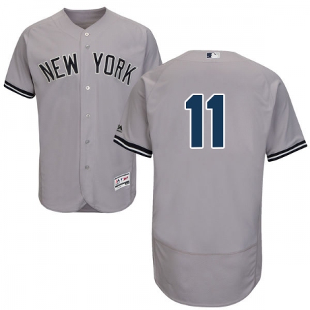 Men's Majestic New York Yankees #11 Brett Gardner Grey Road Flex Base Authentic Collection MLB Jersey