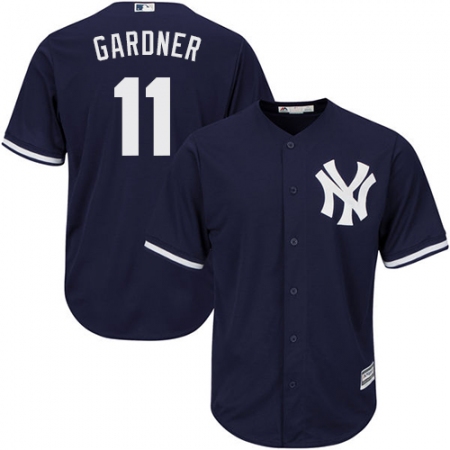 Men's Majestic New York Yankees #11 Brett Gardner Replica Navy Blue Alternate MLB Jersey