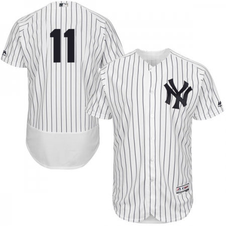 Men's Majestic New York Yankees #11 Brett Gardner White Home Flex Base Authentic Collection MLB Jersey