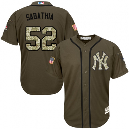 Youth Majestic New York Yankees #52 C.C. Sabathia Replica Green Salute to Service MLB Jersey