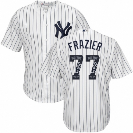 Men's Majestic New York Yankees #77 Clint Frazier Authentic White Team Logo Fashion MLB Jersey