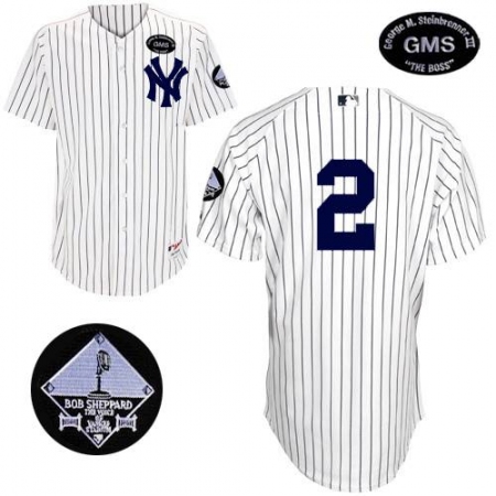 Men's Majestic New York Yankees #2 Derek Jeter Replica White GMS 