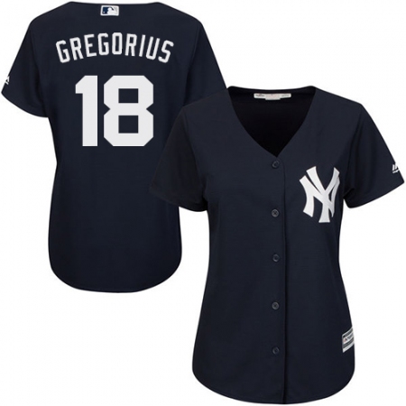 Women's Majestic New York Yankees #18 Didi Gregorius Authentic Navy Blue Alternate MLB Jersey