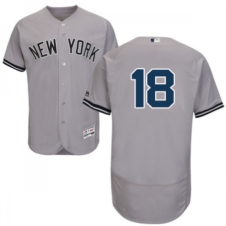 Men's Majestic New York Yankees #18 Don Larsen Grey Road Flex Base Authentic Collection MLB Jersey