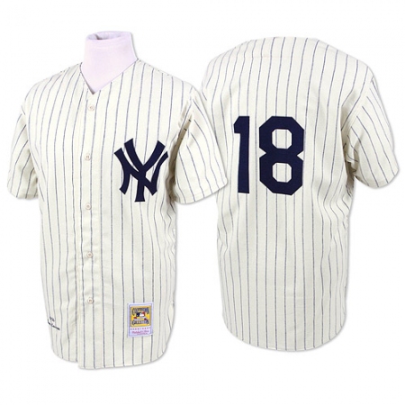 Men's Mitchell and Ness New York Yankees #18 Don Larsen Replica White 1956 Throwback MLB Jersey