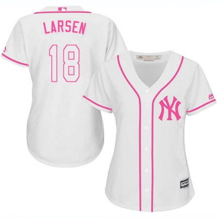 Women's Majestic New York Yankees #18 Don Larsen Replica White Fashion Cool Base MLB Jersey