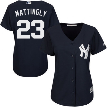 Women's Majestic New York Yankees #23 Don Mattingly Replica Navy Blue Alternate MLB Jersey