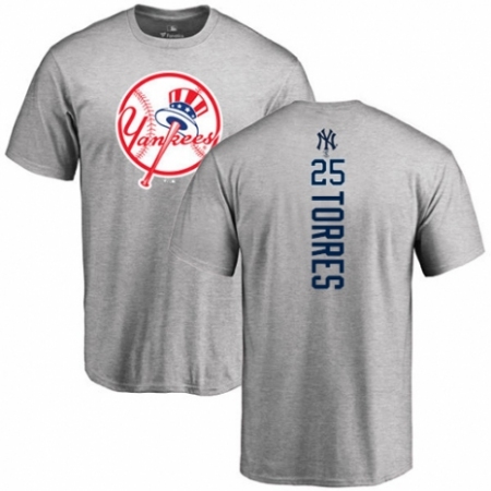MLB Nike New York Yankees #25 Gleyber Torres Ash Backer T-Shirt