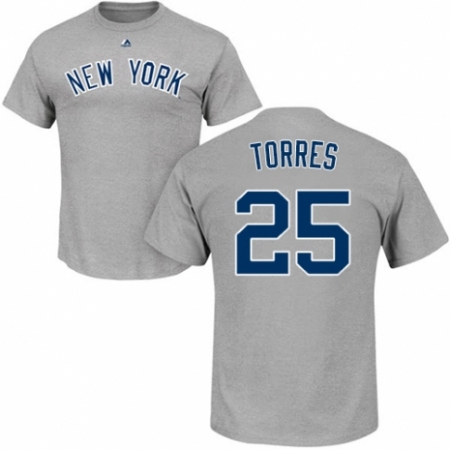 MLB Nike New York Yankees #25 Gleyber Torres Gray RBI T-Shirt