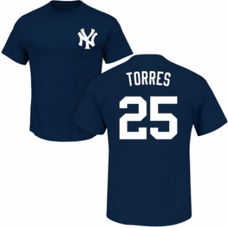 MLB Nike New York Yankees #25 Gleyber Torres Navy Blue Name & Number T-Shirt