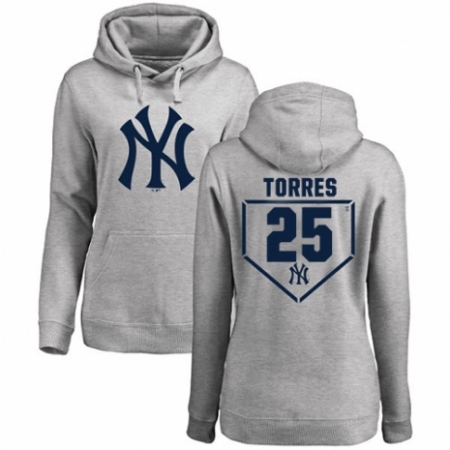 MLB Women's Nike New York Yankees #25 Gleyber Torres Gray RBI Pullover Hoodie