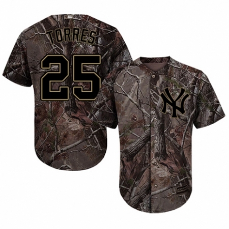 Men's Majestic New York Yankees #25 Gleyber Torres Authentic Camo Realtree Collection Flex Base MLB Jersey