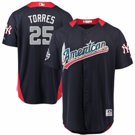 Men's Majestic New York Yankees #25 Gleyber Torres Game Navy Blue American League 2018 MLB All-Star MLB Jersey