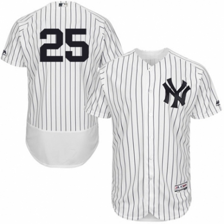 Men's Majestic New York Yankees #25 Gleyber Torres White Home Flex Base Authentic Collection MLB Jersey