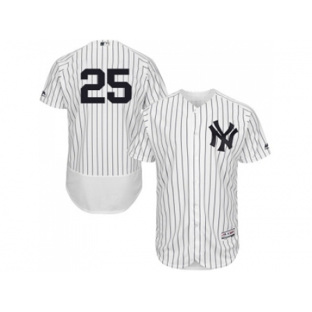 New York Yankees #25 Gleyber Torres White Strip Flexbase Collection Jersey