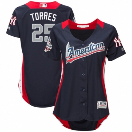 Women's Majestic New York Yankees #25 Gleyber Torres Game Navy Blue American League 2018 MLB All-Star MLB Jersey