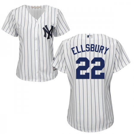 Women's Majestic New York Yankees #22 Jacoby Ellsbury Authentic White Home MLB Jersey