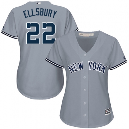 Women's Majestic New York Yankees #22 Jacoby Ellsbury Replica Grey Road MLB Jersey