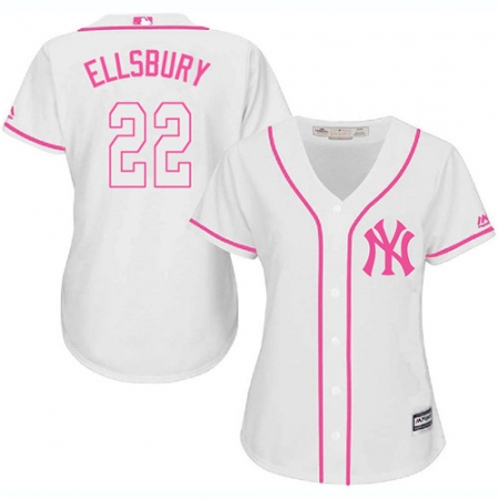 Women's Majestic New York Yankees #22 Jacoby Ellsbury Replica White Fashion Cool Base MLB Jersey