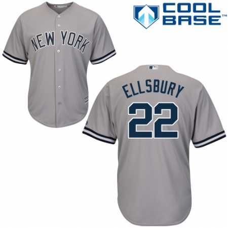 Youth Majestic New York Yankees #22 Jacoby Ellsbury Replica Grey Road MLB Jersey