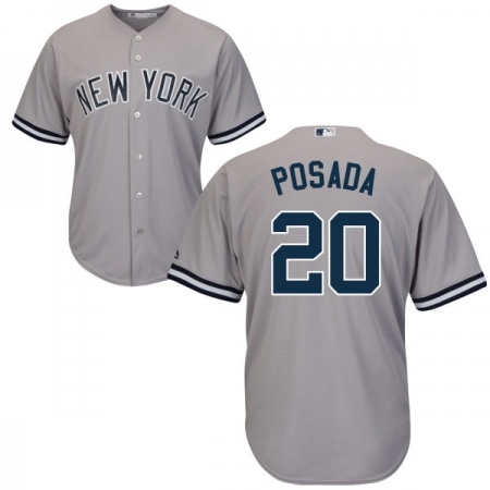 Youth Majestic New York Yankees #20 Jorge Posada Authentic Grey Road MLB Jersey