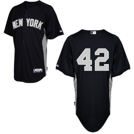 Men's Majestic New York Yankees #42 Mariano Rivera Authentic Black 2011 Road Cool Base BP MLB Jersey