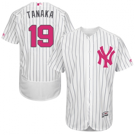 Men's Majestic New York Yankees #19 Masahiro Tanaka Authentic White 2016 Mother's Day Fashion Flex Base MLB Jersey