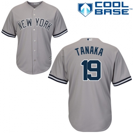 Men's Majestic New York Yankees #19 Masahiro Tanaka Replica Grey Road MLB Jersey