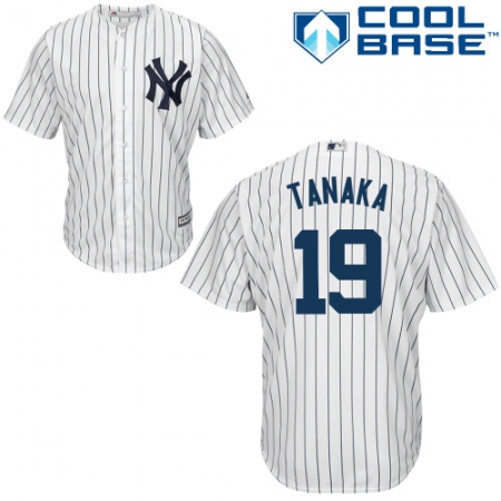 Men's Majestic New York Yankees #19 Masahiro Tanaka Replica White Home MLB Jersey