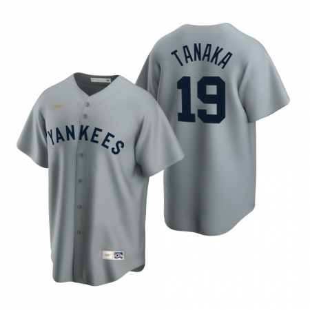Men's Nike New York Yankees #19 Masahiro Tanaka Gray Cooperstown Collection Road Stitched Baseball Jersey
