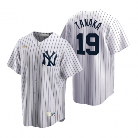 Men's Nike New York Yankees #19 Masahiro Tanaka White Cooperstown Collection Home Stitched Baseball Jersey