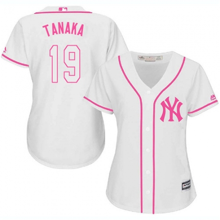 Women's Majestic New York Yankees #19 Masahiro Tanaka Authentic White Fashion Cool Base MLB Jersey