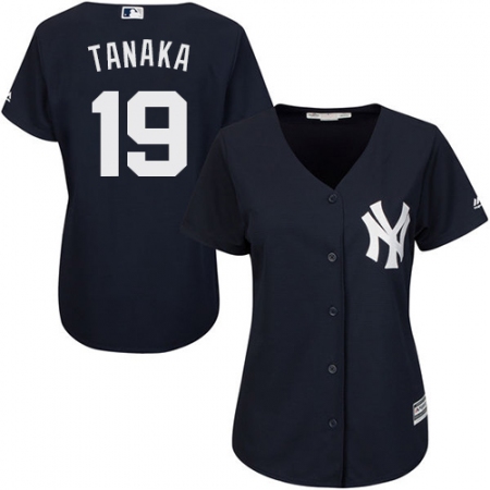 Women's Majestic New York Yankees #19 Masahiro Tanaka Replica Navy Blue Alternate MLB Jersey