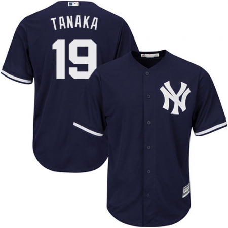 Youth Majestic New York Yankees #19 Masahiro Tanaka Authentic Navy Blue Alternate MLB Jersey