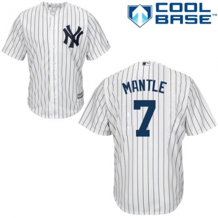 Men's Majestic New York Yankees #7 Mickey Mantle Replica White Home MLB Jersey