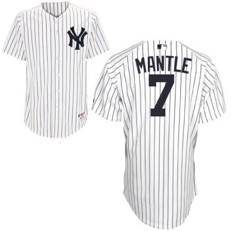 Youth Majestic New York Yankees #7 Mickey Mantle Authentic White Name Back MLB Jersey