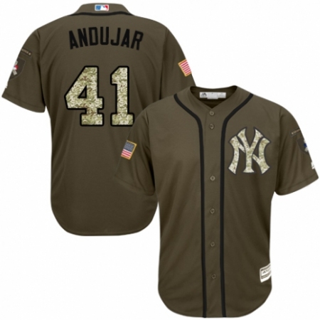 Youth Majestic New York Yankees #41 Miguel Andujar Authentic Green Salute to Service MLB Jersey