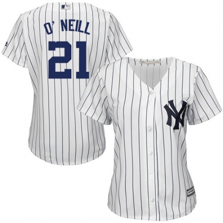 Women's Majestic New York Yankees #21 Paul O'Neill Replica White Home MLB Jersey