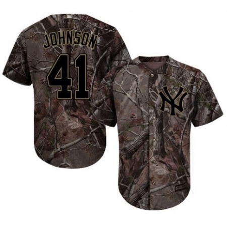 Men's Majestic New York Yankees #41 Randy Johnson Authentic Camo Realtree Collection Flex Base MLB Jersey