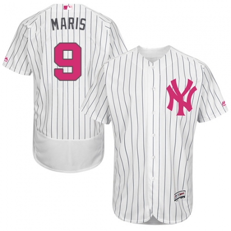 Men's Majestic New York Yankees #9 Roger Maris Authentic White 2016 Mother's Day Fashion Flex Base MLB Jersey