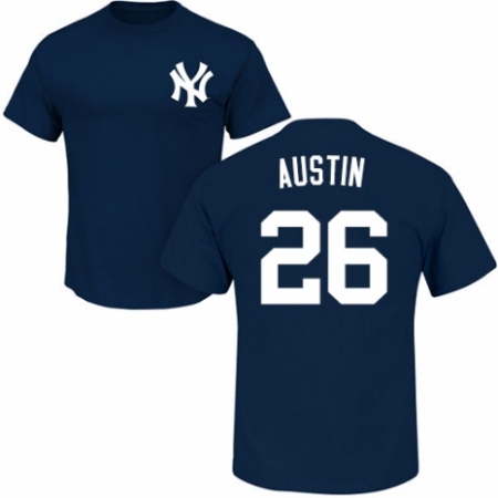 MLB Nike New York Yankees #26 Tyler Austin Navy Blue Name & Number T-Shirt