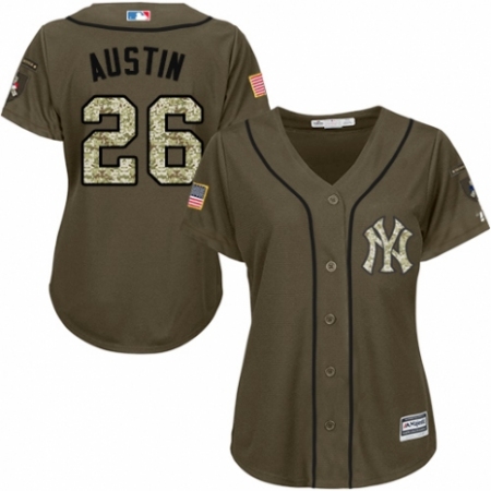 Women's Majestic New York Yankees #26 Tyler Austin Authentic Green Salute to Service MLB Jersey