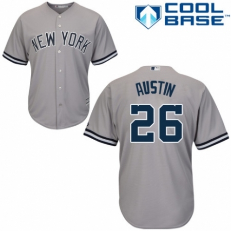 Youth Majestic New York Yankees #26 Tyler Austin Authentic Grey Road MLB Jersey