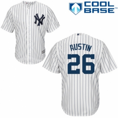Youth Majestic New York Yankees #26 Tyler Austin Authentic White Home MLB Jersey