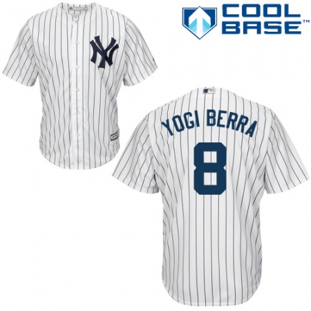 Men's Majestic New York Yankees #8 Yogi Berra Replica White Home MLB Jersey
