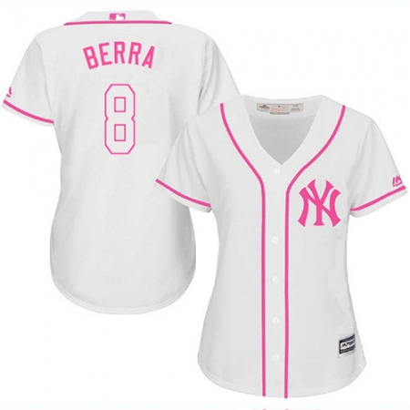 Women's Majestic New York Yankees #8 Yogi Berra Authentic White Fashion Cool Base MLB Jersey